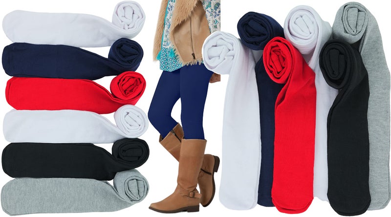 ToBeInStyle Girlâ€™s Pack of 6 Opaque Knit Density Pull-On Warm Winter Tights - Assorted Prints - XL - Image 4